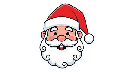 Cheerful Santa Claus Face with Red Hat and White Beard.
