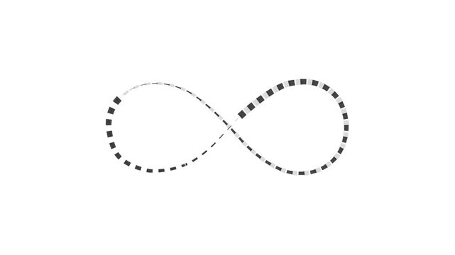 Infinity loading icon HD video with black background. infinity dash  representing abstract loaders looping animated icon eternity concept
