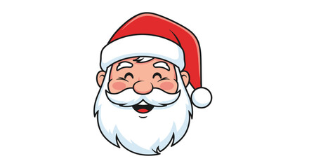 Cartoon Santa Claus Head with Red Hat and Smiling Face.