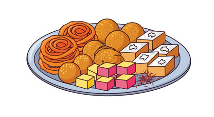 Assorted Indian Sweets Placed on a Decorative Plate.