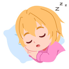 cute girl sleeping on a pillow illustration, isolated on a white background