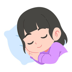 cute girl sleeping on a pillow illustration, isolated on a white background
