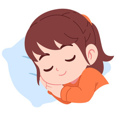 cute girl sleeping on a pillow illustration, isolated on a white background