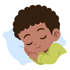 cute boy sleeping on a pillow illustration, isolated on white background