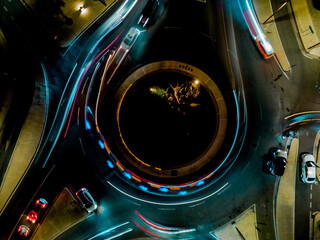 Aerial Night Cityscape with Motion Blur and Light Trails in Durrës, Albania