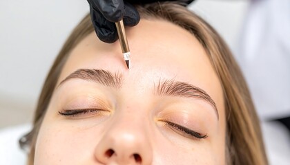 Woman receiving eyebrow microblading (2)