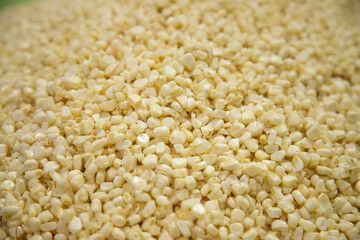 Mexican corn kernels at a stall in the San Juan market in Mexico City.