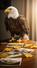 american bald eagle on the fence