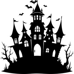 halloween castle vector illustration