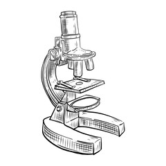 Hand drawn sketch microscope scientific tool illustration isolated on white background