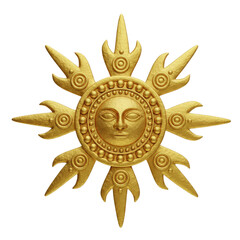 Radiant golden sun emblem with intricate celestial face brings warmth and divine energy to any design