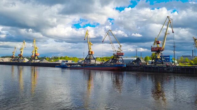 The port of the city of Rybinsk. A cruise on a motor ship on the Volga River. Russia. 