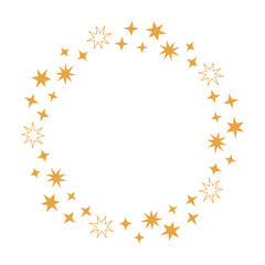 Obraz premium Circle frame with hand drawn doodle stars. Design element for greeting card, poster, banner, social media, print 