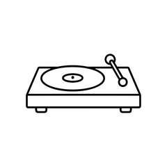 Fototapeta premium Minimalist line art of a vintage turntable on transparent background 