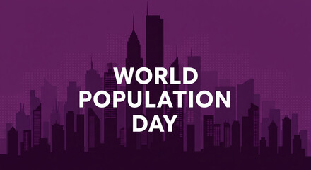 Celebrate World Population Day with a vibrant urban skyline graphic, emphasizing global awareness and modern cityscapes for impactful awareness campaigns and educational content.
