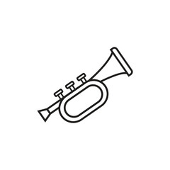 A black and white drawing of a trumpet
