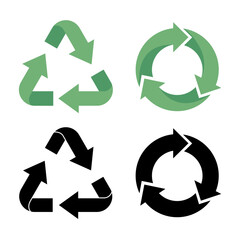 Obraz premium Recycle symbol set. Green arrows loop. Environmental protection vector. Sustainable living concept. .