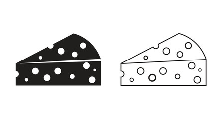 Minimalist cheese wedge line art illustration for menu design or food blog graphics so delicious looking