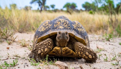 Tortoise in a dry savanna