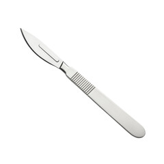 Fototapeta premium Surgical scalpel with a white handle on a plain background 