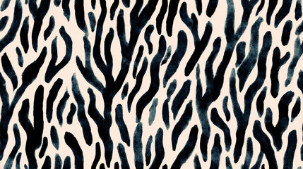 Flowing dark seaweed-like ink strokes on a light background creating an organic abstract seamless pattern