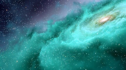 Majestic View of a Colorful Nebula in Deep Space with Twinkling Stars and Ethereal Clouds