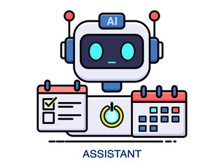 An AI robot assistant managing tasks and schedules. This icon symbolizes intelligent automation for productivity and organization.