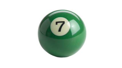 colorful pool ball number seven on transparent background	