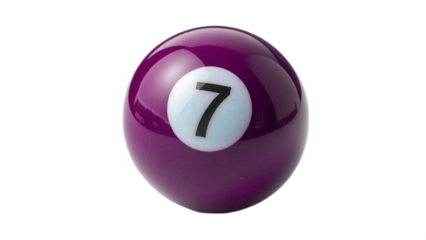colorful pool ball number seven on transparent background	