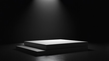 Stark lit platform in darkness