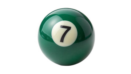 colorful pool ball number seven on transparent background	