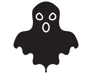 Scary ghost icon with red eyes for Halloween. Simple ghost illustration with red eyes and open mouth, designed as a spooky Halloween icon on a dark background