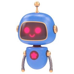 Naklejka premium 3D cute blue robot with a star