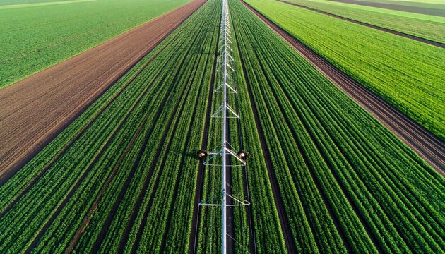 Aerial View of Farmland Irrigation System - Powered by Adobe