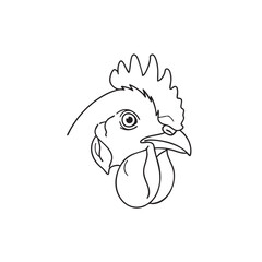 Vector Illustration of Rooster Head in Minimalist Style with Black Line Art Design