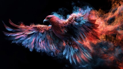 Fototapeta premium Ethereal fiery eagle rising majestically