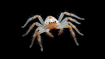 Naklejka premium Jumping spider stares from dark