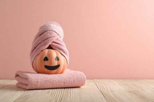 Halloween Pumpkin with Spa Towel for Selfcare