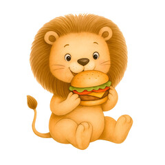 Cute Watercolor Lion Illustration, Adorable Safari Animal Clipart