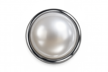 Lustrous pearl nestled in silver ring against transparent backdrop, embodying refined elegance for luxury jewelry and beauty branding