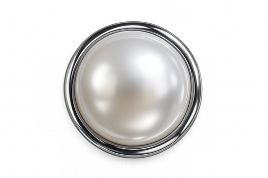 Lustrous pearl nestled in silver ring against transparent backdrop, embodying refined elegance for luxury jewelry and beauty branding