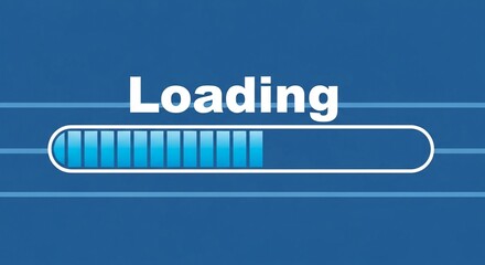 A blue background with a loading bar, indicating progress or waiting for data.