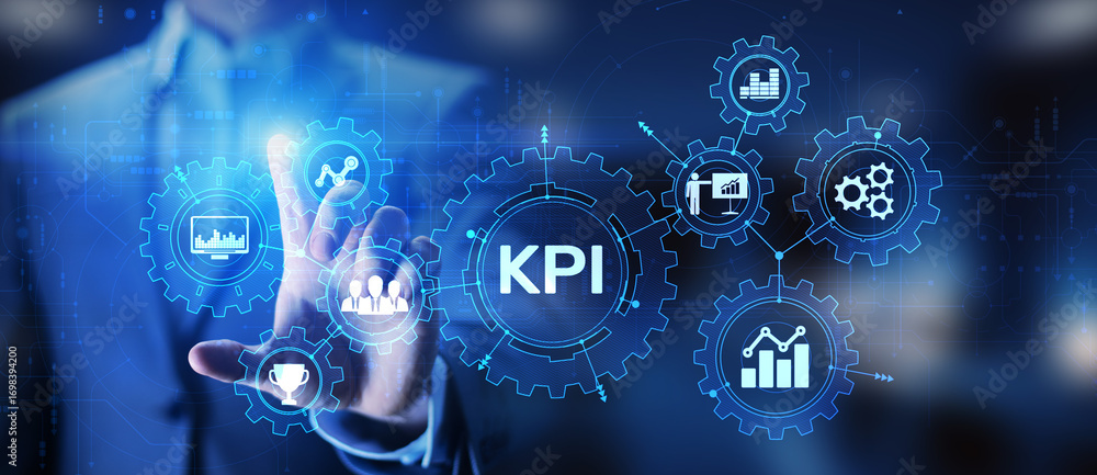 Poster kpi - key performance indicator. business and industrial analysis. internet and technology concept o