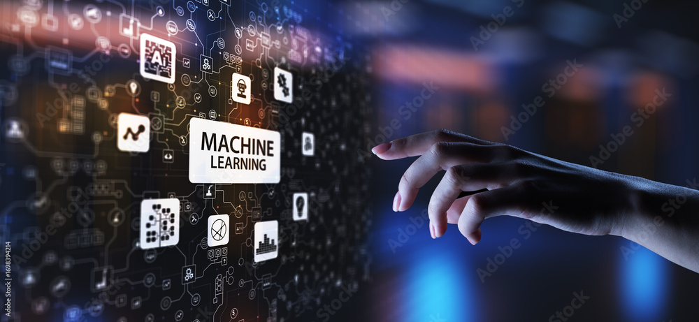 Aufkleber machine deep learning algorithms, artificial intelligence, ai, automation and modern technology in b