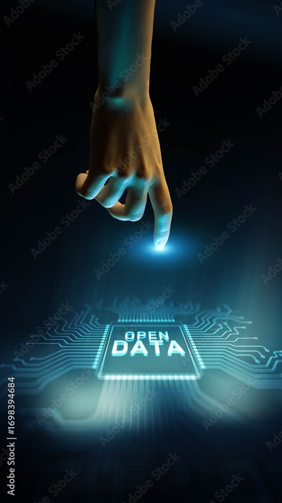 Aufkleber open data promoting transparency and accessibility in information sharing technology concept illustr