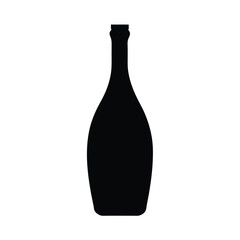 Minimalist black silhouette of a bottle on a clean white background