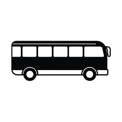 Minimalist black bus silhouette on a clean white background