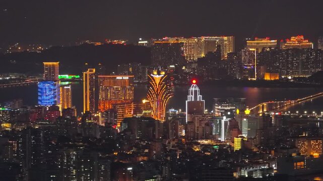 Macau Cityscape from Zhuhai at Night