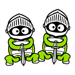 2 Turtle Knight Sword Fighter Armor Helmet Team Friends