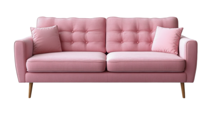 Pink sofa isolated on transparent background